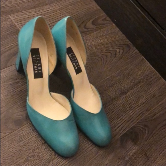 Stuart Weitzman Teal pump Like New 8.5 fits 8 - Picture 2 of 5